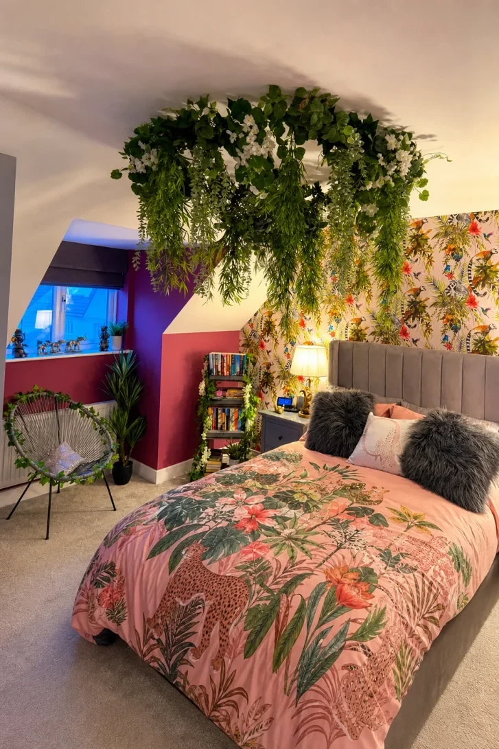 A Ceiling Canopy of Trailing Vines and Blooms