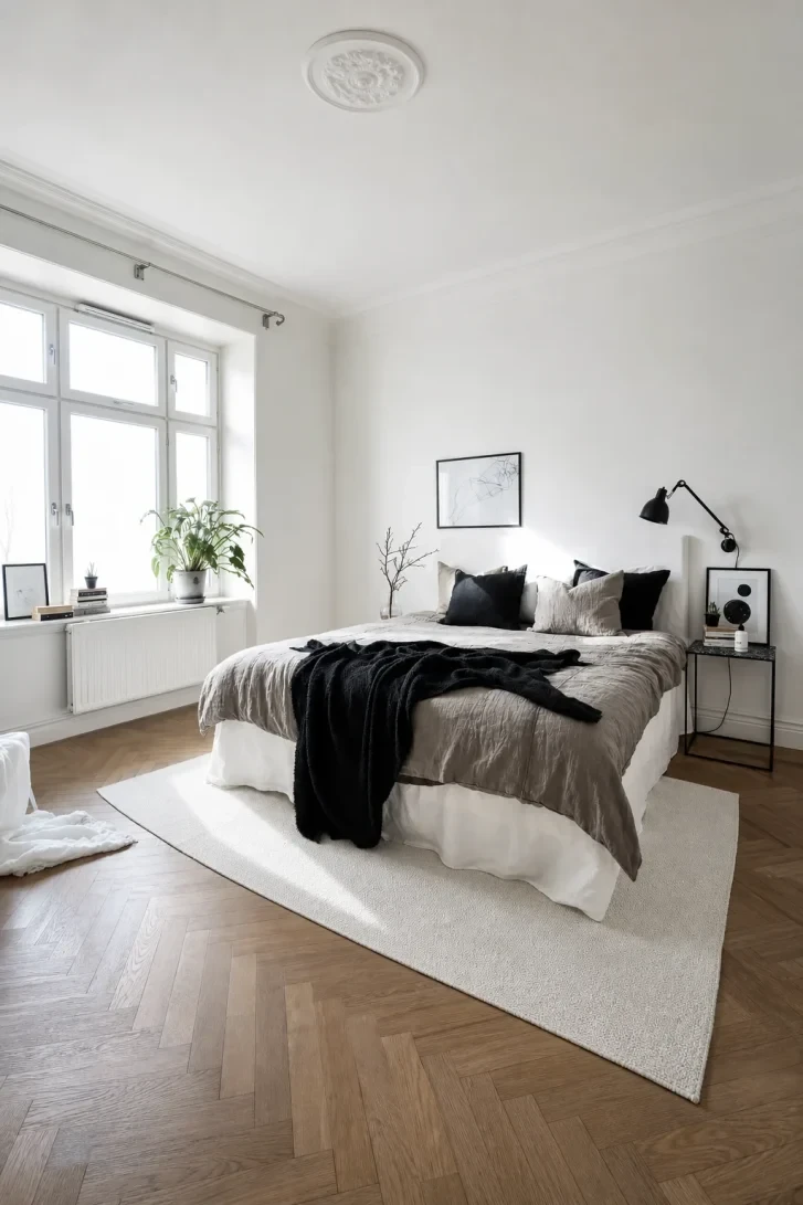 A Chunky Black Throw Owns the Whole Room
