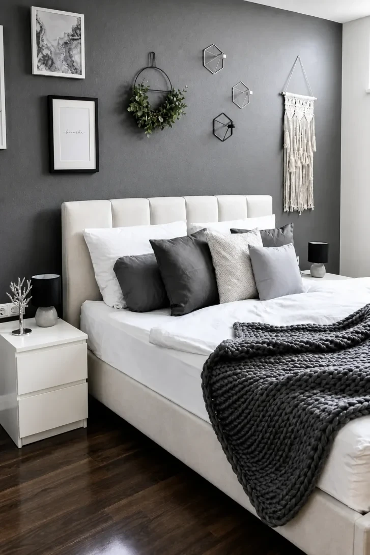 A Dark Grey Gallery Wall With Unexpected Texture