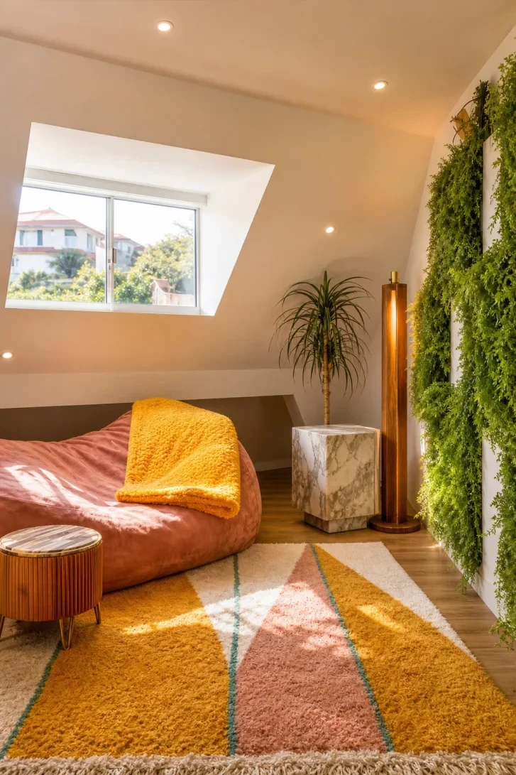 A Living Green Wall Transforms This Attic Corner