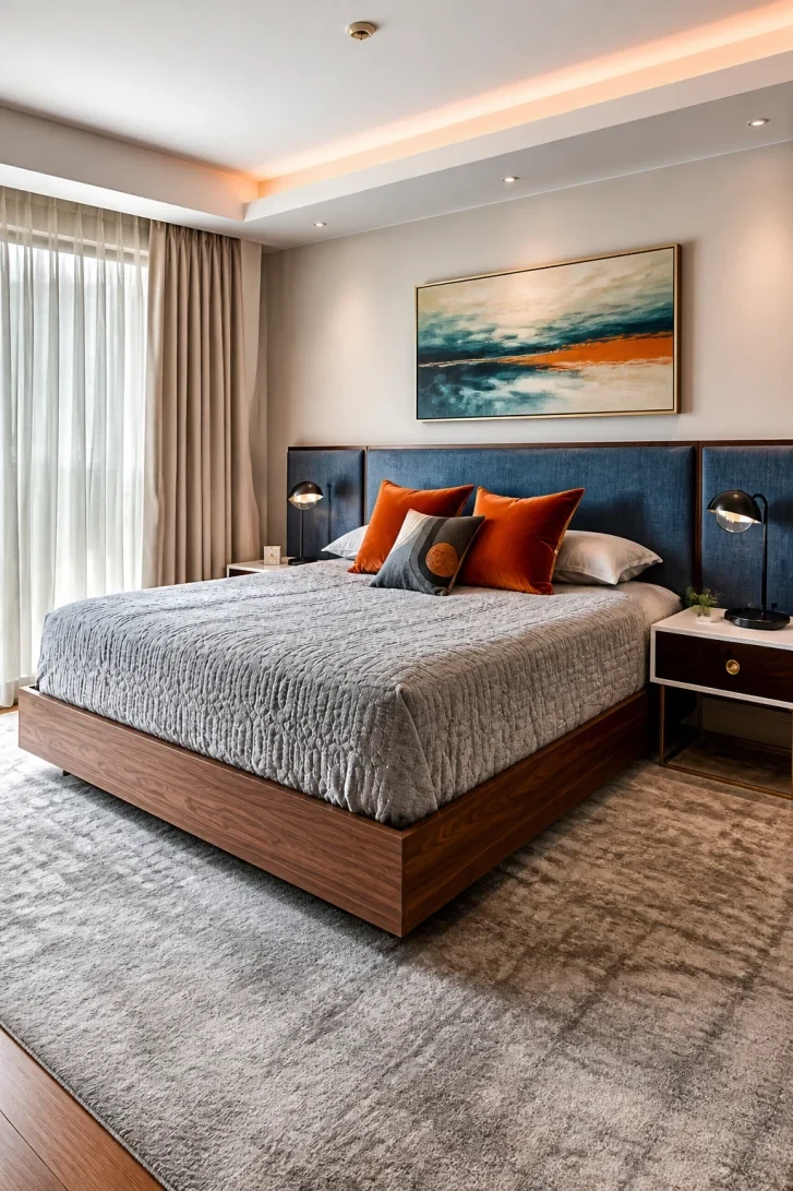 Abstract Art That Mirrors the Bedding Colors Exactly