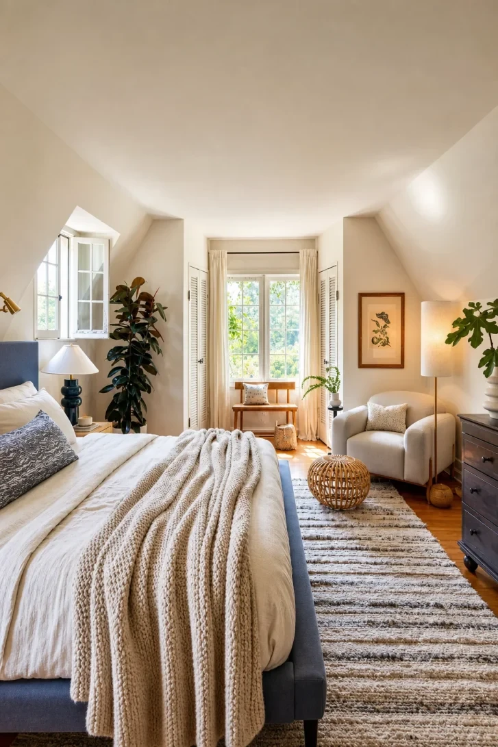 Angled Ceiling Slopes Create a Cozy Reading Nook