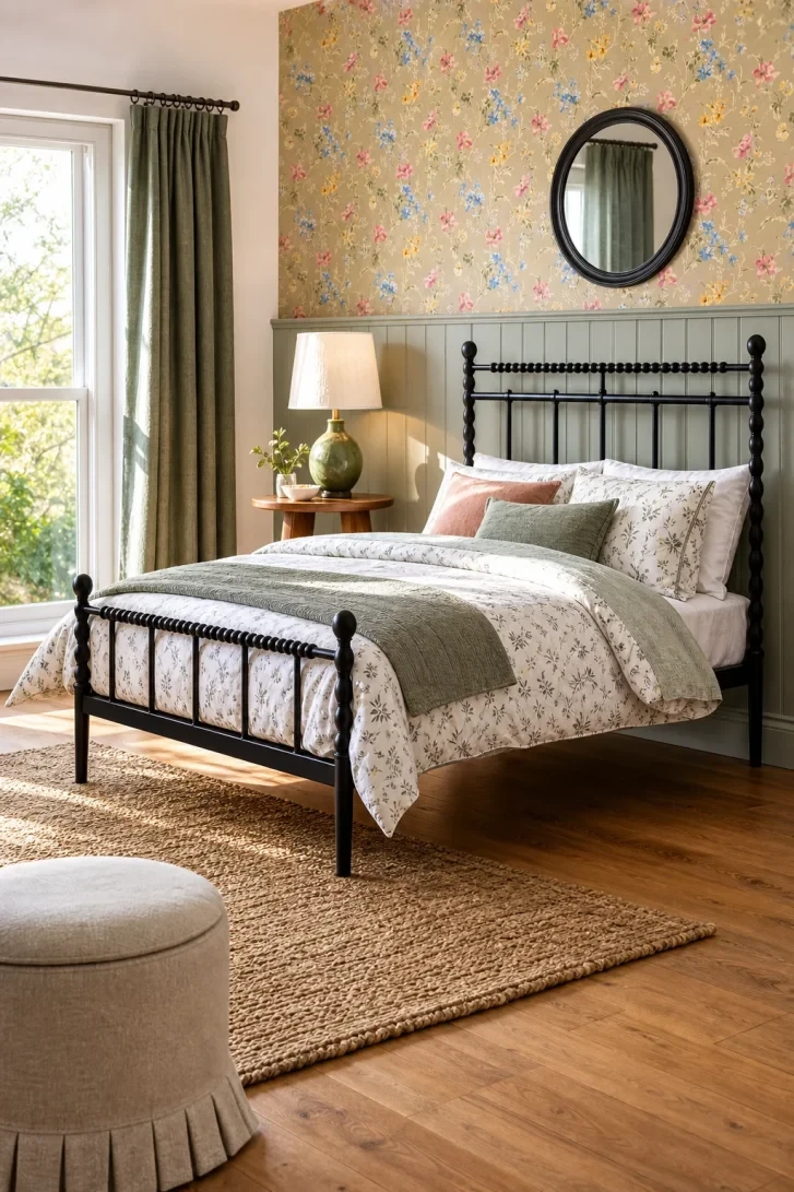 Bobbin Spindle Frame Meets Vintage Floral Wallpaper Magic