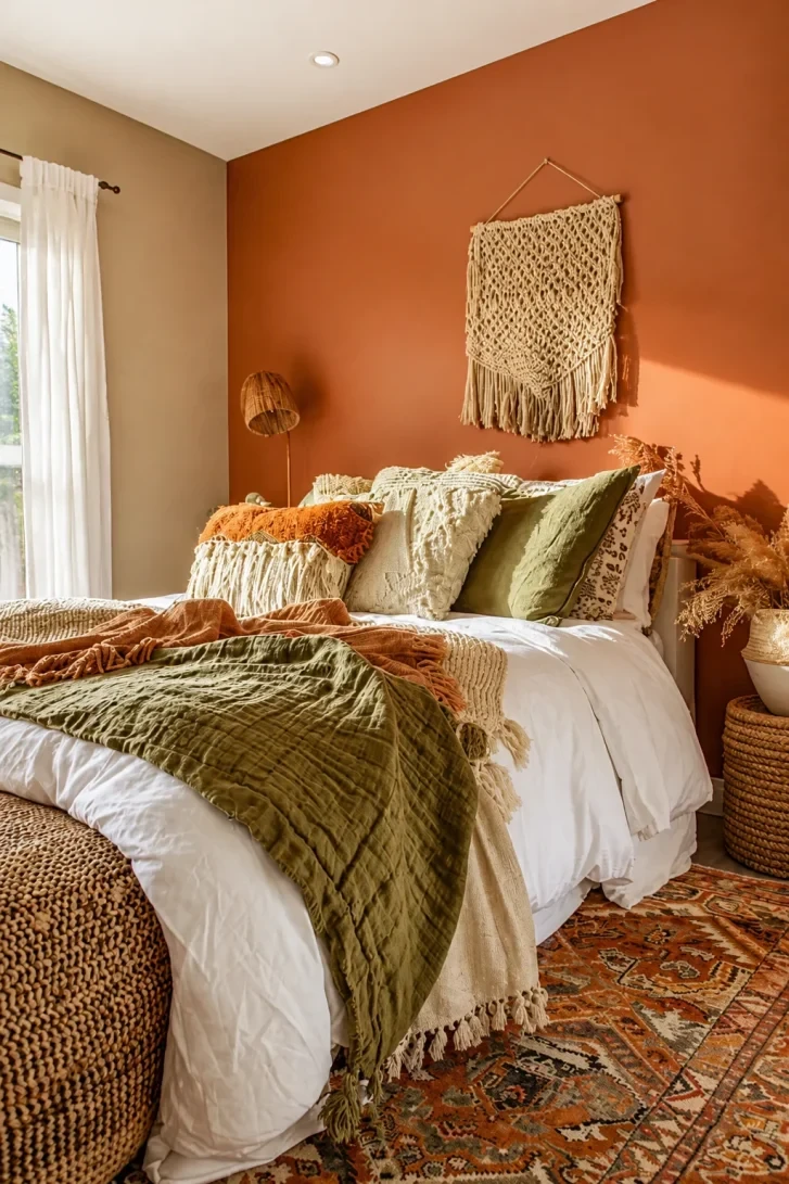 Burnt Orange Accent Wall Anchors Every Warm Texture