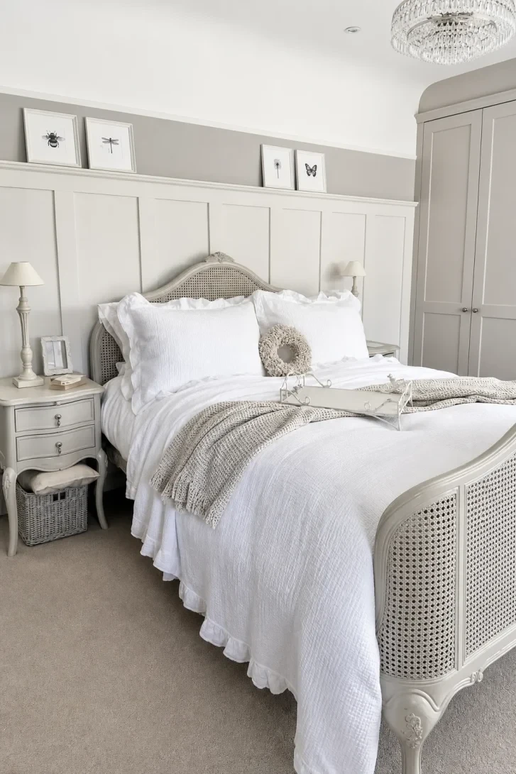 Cane Bed Frame Anchors a French Provincial Dream