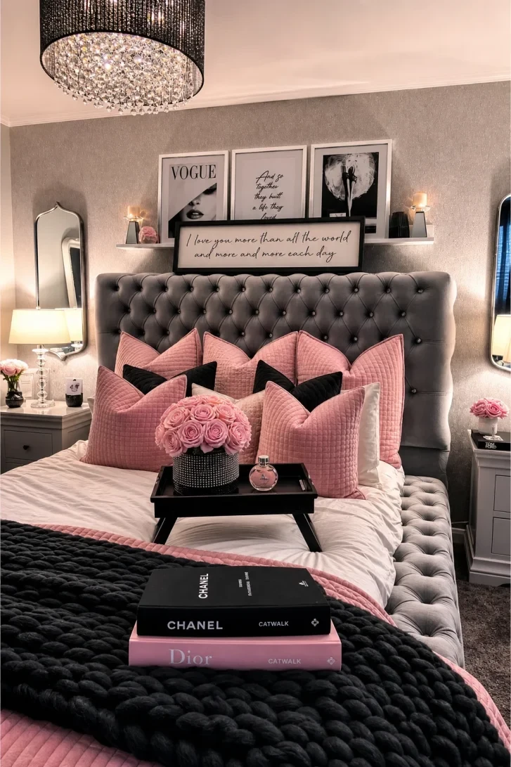 Chanel and Dior Books Star as Bedroom Decor