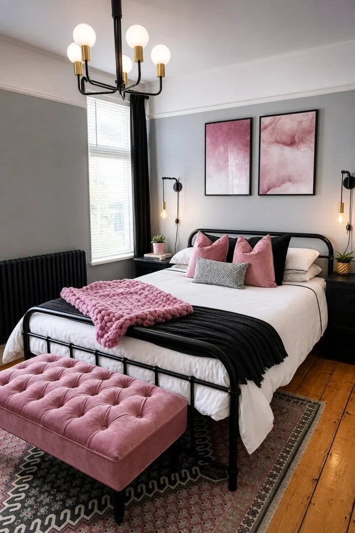 Chunky Pink Knit Throw Steals the Whole Room