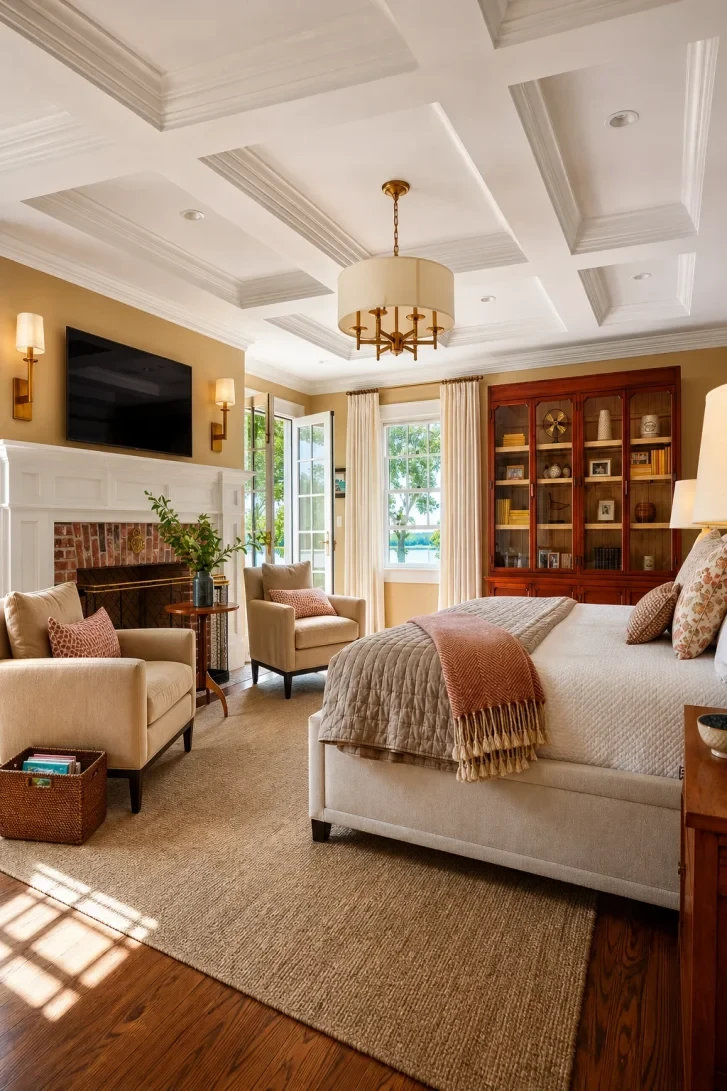 Coffered Ceiling Turns This Bedroom Into Architecture