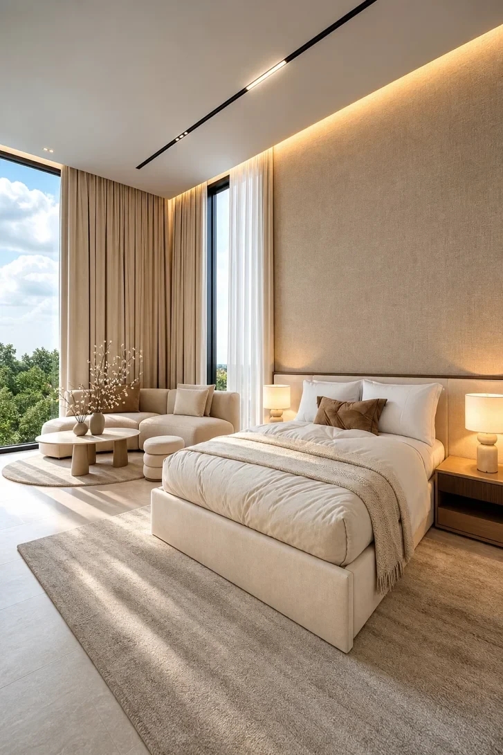 Cove Lighting Crowns a Floor-to-Ceiling Textured Wall