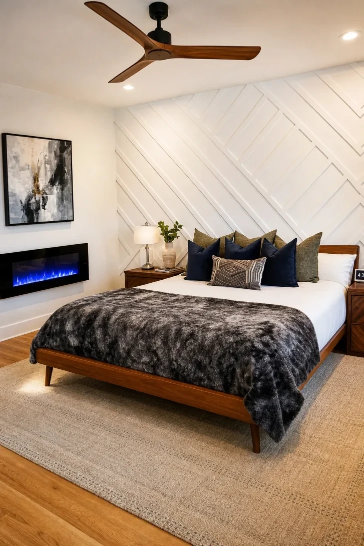 Diagonal Shiplap Accent Wall Demands Instant Attention