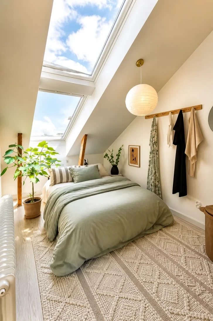 Dual Skylights Flood This Attic With Cloud Views