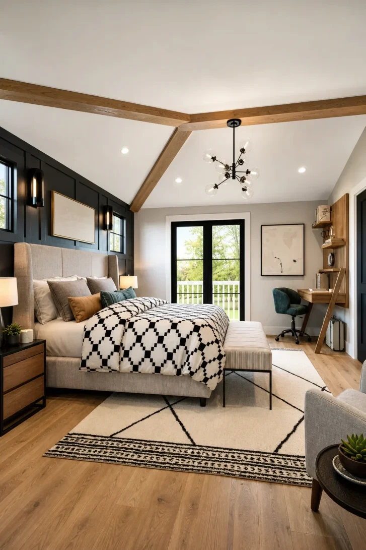 Exposed Wood Beams Meet a Vaulted Ceiling Drama