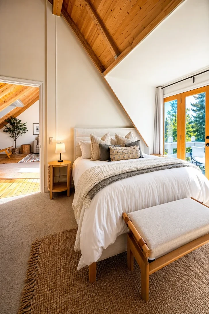Exposed Wood Beams Meet Floor-to-Ceiling A-Frame Drama