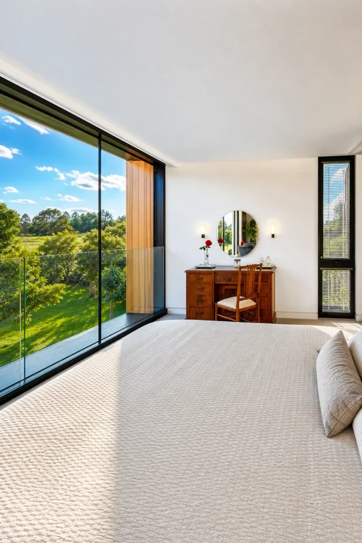 Floor-to-Ceiling Glass Frames a Living Green Painting