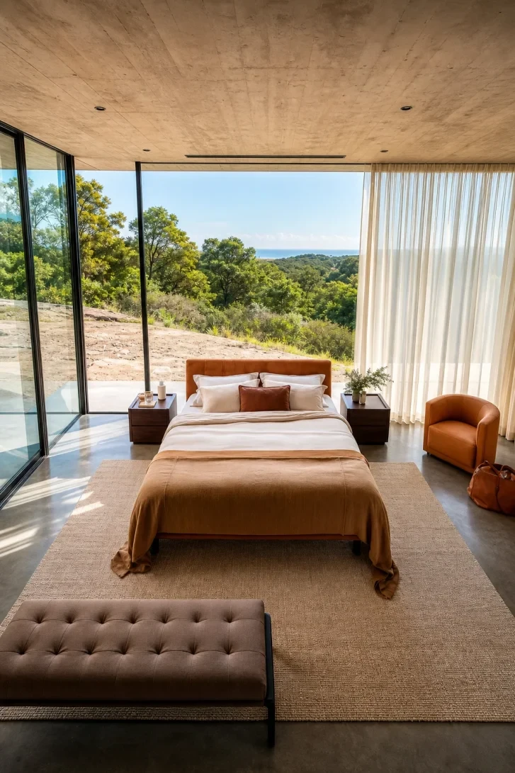 Floor-to-Ceiling Glass Frames a Treetop Ocean View