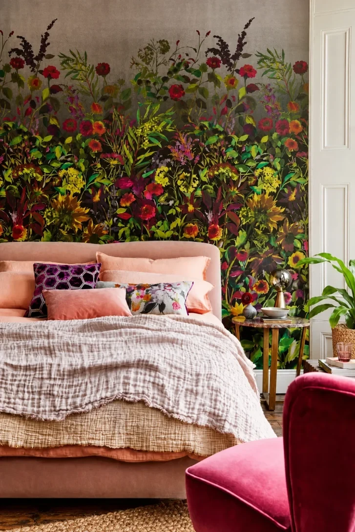Floor-to-Ceiling Wildflower Mural Swallows the Entire Wall