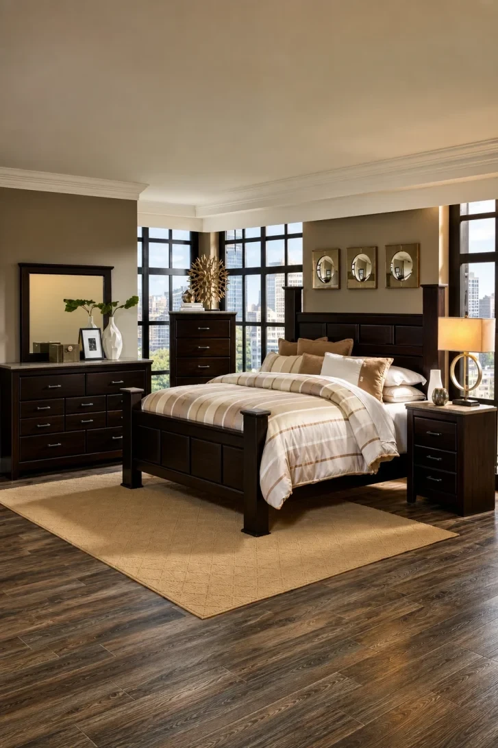 Four-Poster Bed Anchors a High-Rise City View
