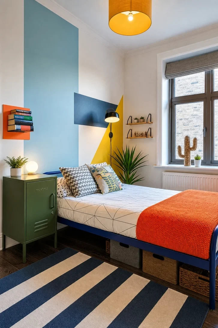 Geometric Paint Blocks Turn One Wall Into Wall Art