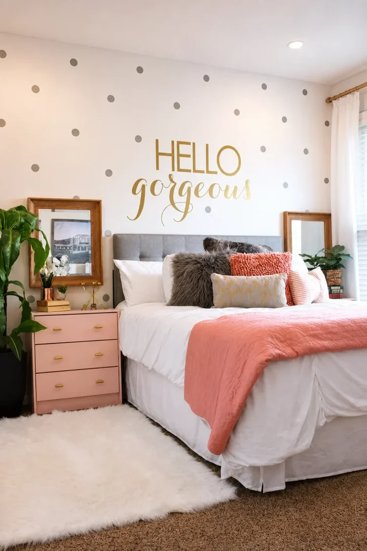 Gold 'Hello Gorgeous' Wall Decal Steals the Show