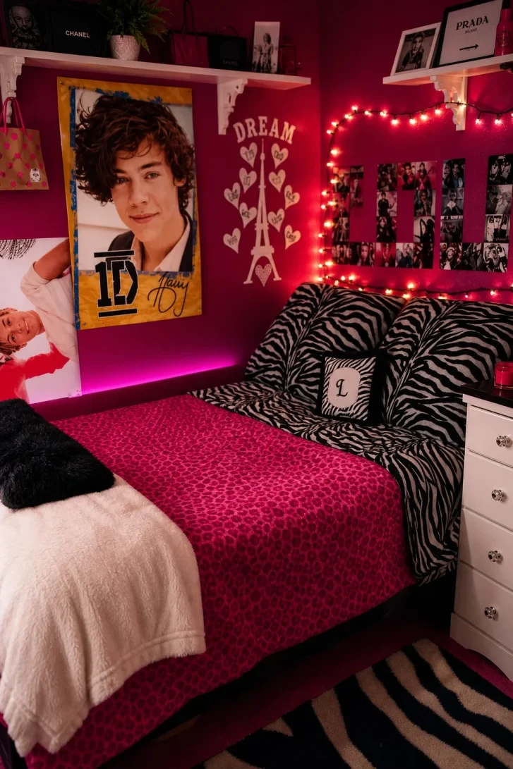 Hot Pink Leopard Print Meets Zebra Stripe Bedding