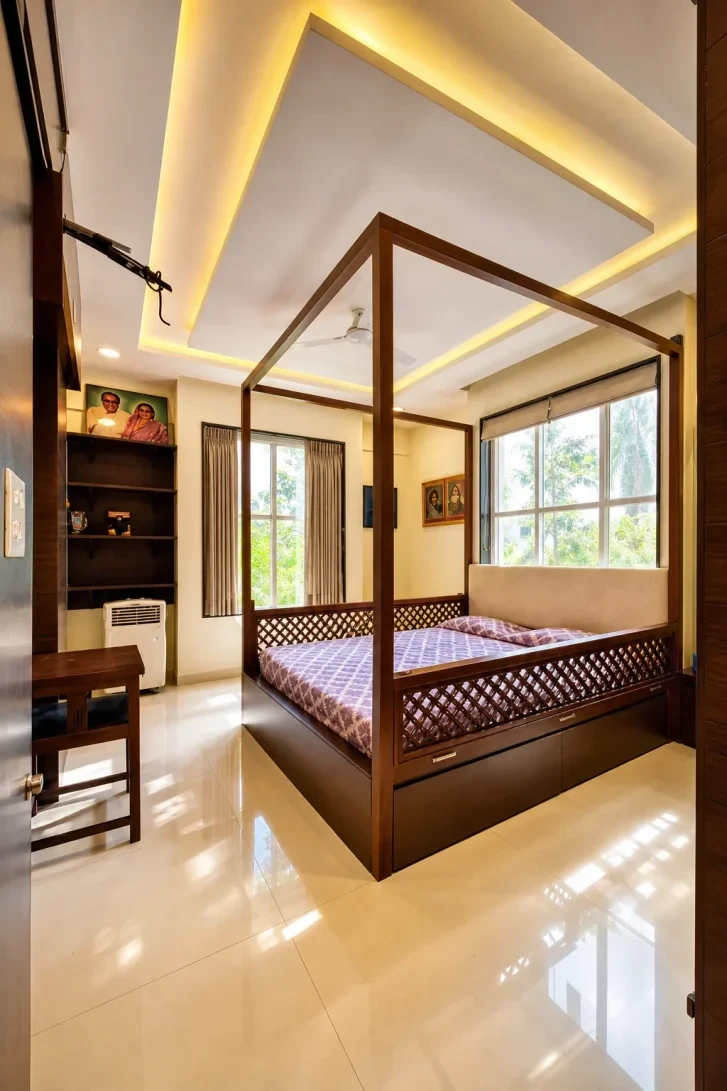 Lattice Side Panels Turn a Four-Poster Regal