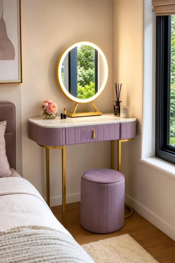 Lilac Velvet Drawer Front Steals the Whole Room