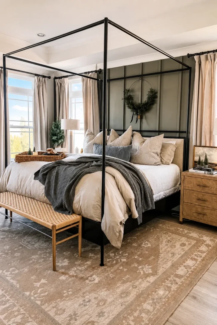 Minimal Black Iron Frame Meets Moody Paneled Wall