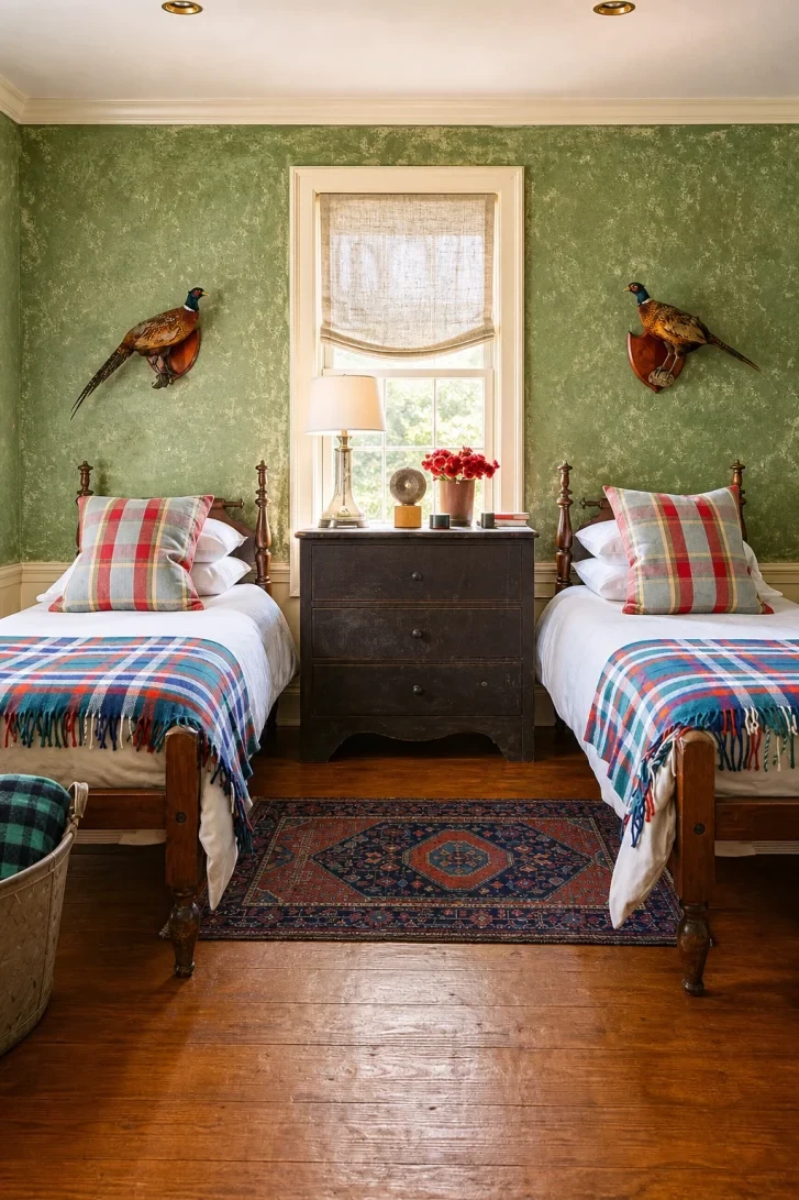 Mounted Pheasants Guard This English Country Retreat