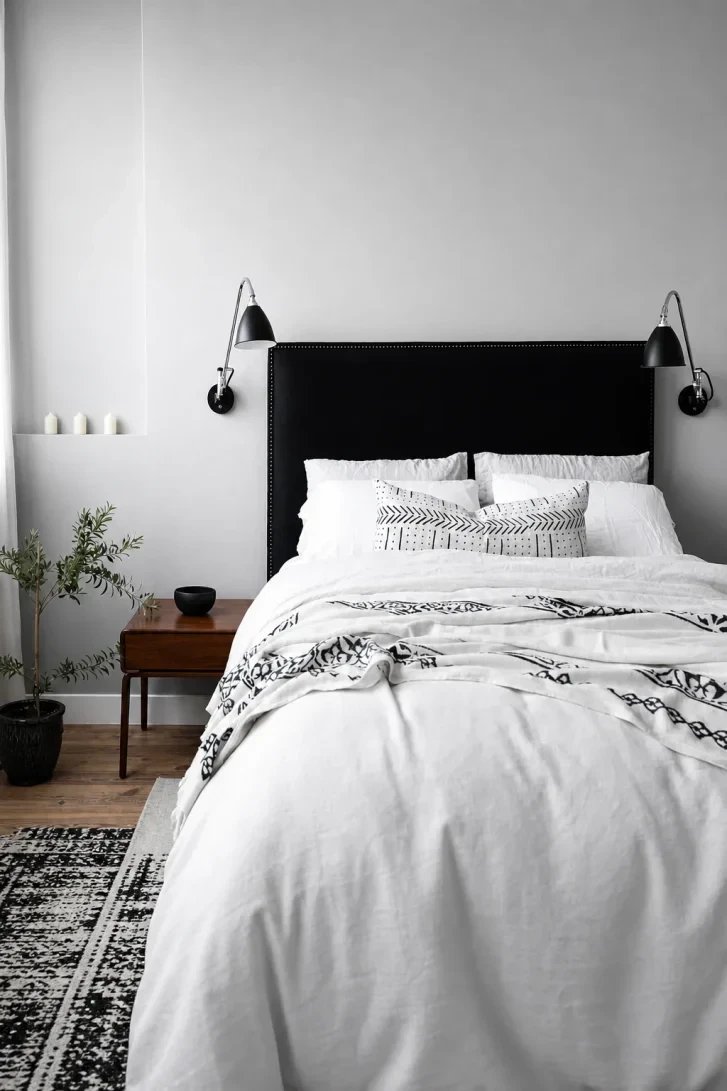 Nailhead Trim Headboard Anchors the Whole Room