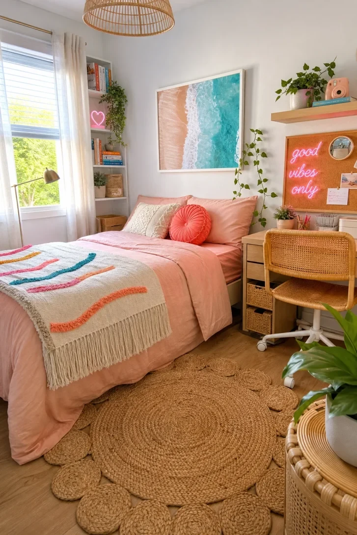 Neon Sign Turns Cork Board Into Style Centerpiece