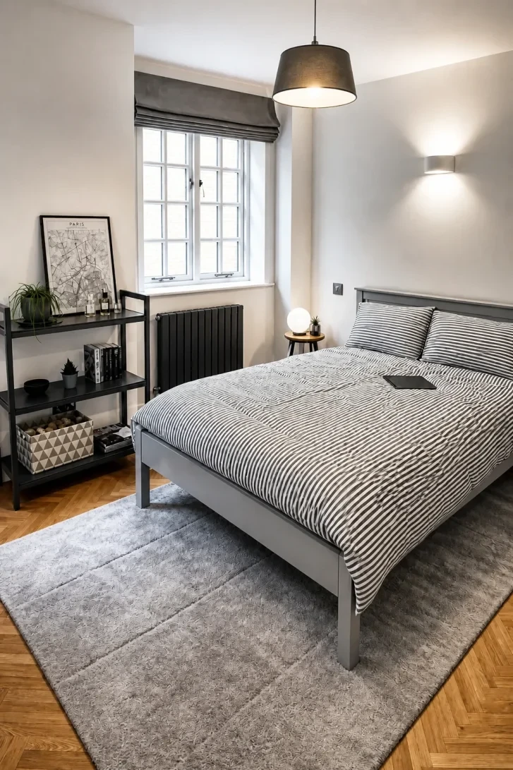 Open Shelving Replaces Bedside Tables With Bold Style