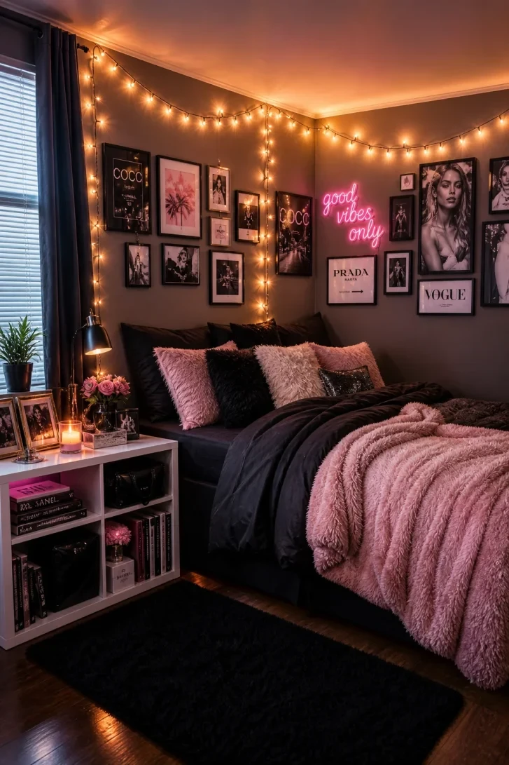 Pink Neon Sign Anchors an Entire Gallery Wall