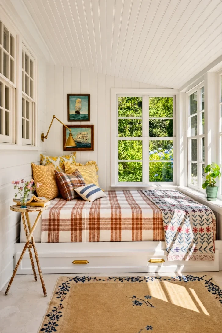 Plaid Daybed Wrapped in Layers of Collected Texture