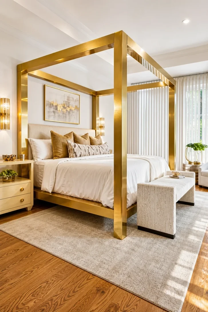 Polished Brass Four-Poster Frame Commands Every Eye