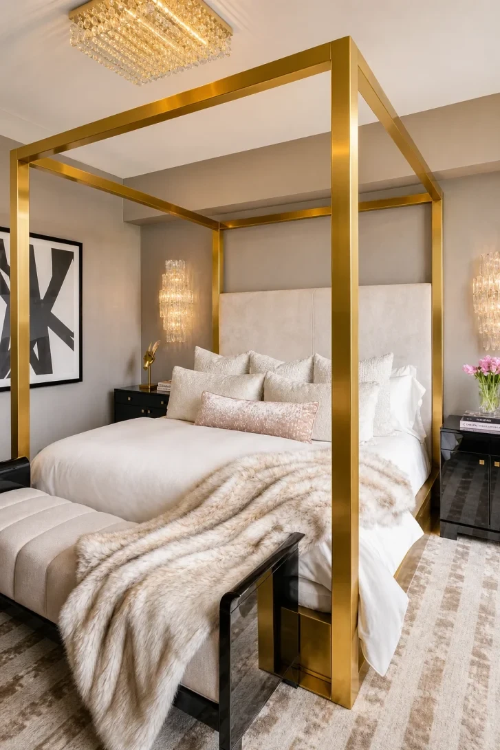Polished Brass Frame Towers Floor to Ceiling