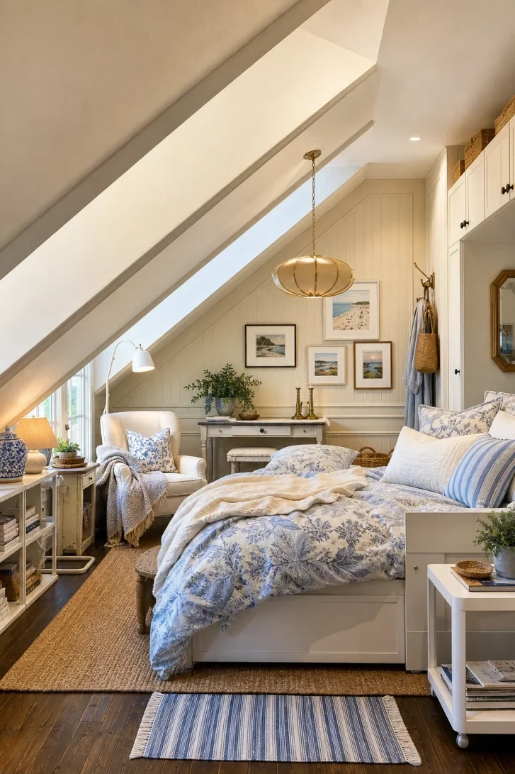 Raking Skylights Flood This Attic Nook With Light