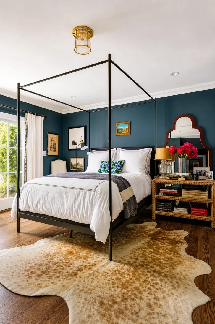 Rattan Nightstand Packed With Books Steals the Show