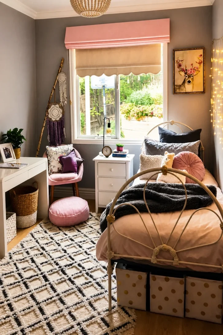 Scalloped Pink Roman Blind Steals the Show