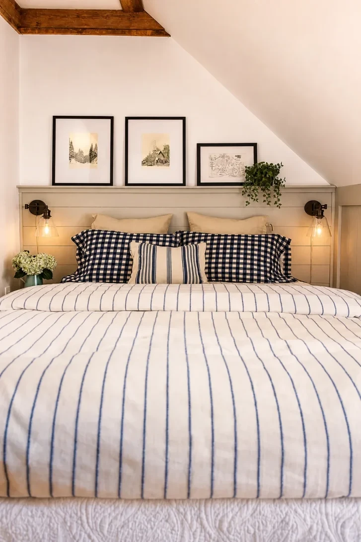 Shiplap Headboard With Built-In Ledge Steals the Show