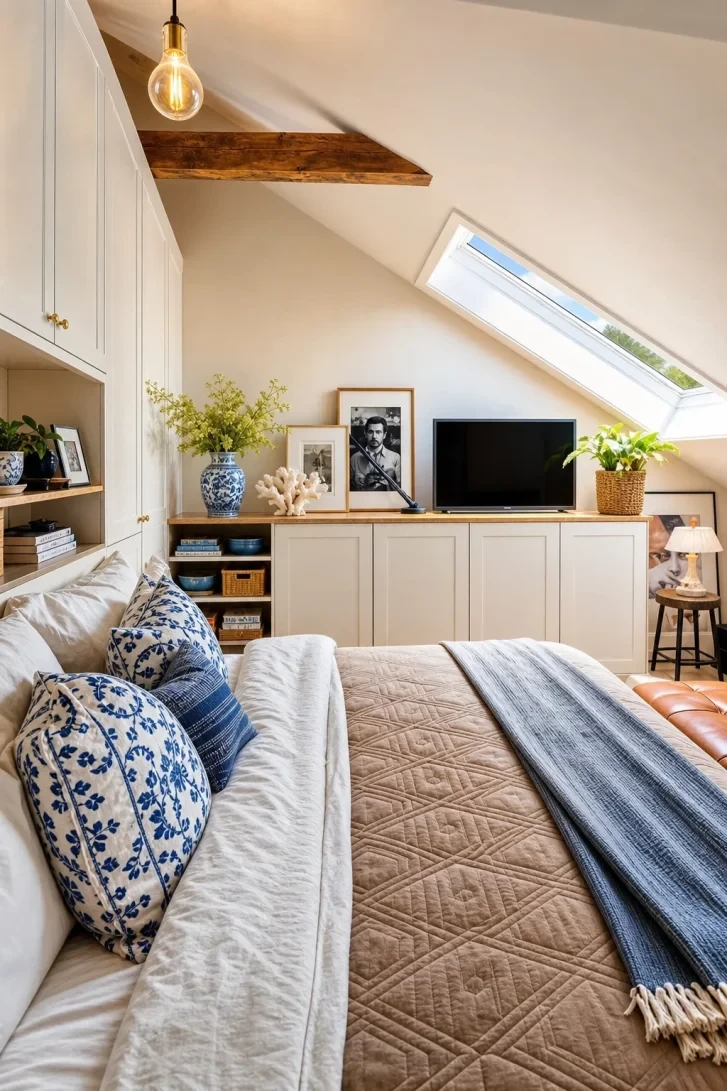 Skylight Floods the Awkward Sloped Wall With Light
