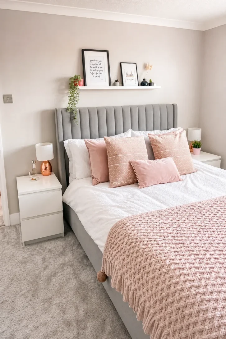 Tall Channel-Tufted Headboard Anchors the Whole Room