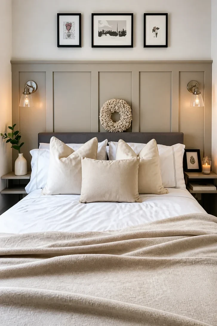 Tall Paneled Wall Transforms the Whole Bed Zone