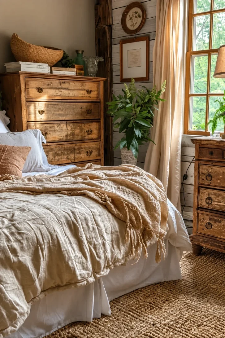 Tasseled Throw Casually Draped Over Rumpled Linen