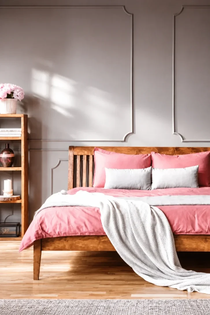 Warm Wood Cuts Through Pink and Grey Perfectly